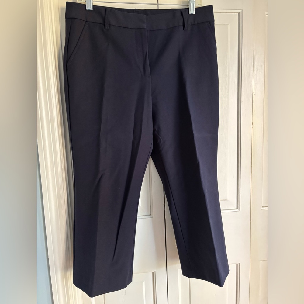 Talbots Cropped Wide Leg Navy Dress Pants 12 Petite